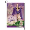 He is Risen Spring Easter Small Garden Flag Vertical Double