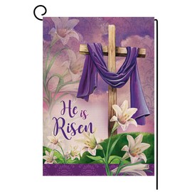 He is Risen Spring Easter Small Garden Flag Vertical Double Sided Burlap Welcome Farmhouse Yard Outdoor Decoration 12 x 18 Inches