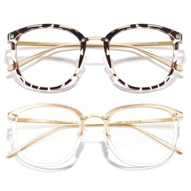 Cyxus 2 Pack Blue Light Glasses for Women, Blue Light Blocking Eyeglasses for Women Round Computer Eyewear Anti Eye Strain Glasses