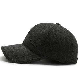 Moonlove Men's Cap with Earmuffs, Baseball Cap, Winter Hat, Thick, Warm, Windproof, Cold Protection, Solid, Men's Hat, Adjustable Size, Autumn, Winter, Cold Protection, Outdoor, Stylish, For Men,