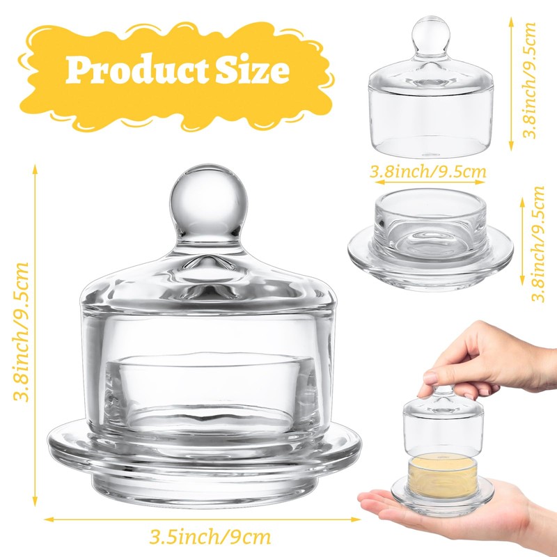 LOPYXBR 4 PCS Clear Glass Butter Dish with Lid Mini