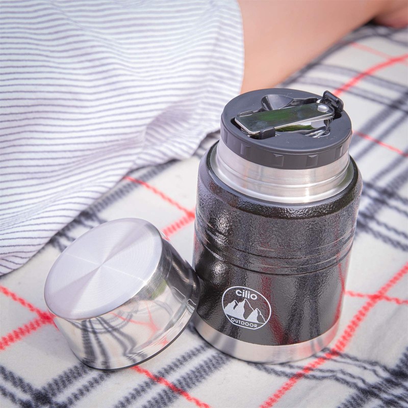 Cilio 0000545524 Food Container Monte, 0.5 Litre, Stainless Steel, Black