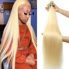 Seekomi 613 Straight Human Hair Bundles 12A Brazilian Blonde 3 Bundles Straight Human Hair 18 20 22Inch 100% Unprocessed 613 Straight Human Hair 3 Bundles for Women