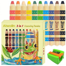 Ccfoud 10 Color Set, 3 in 1 Colored Pencil, Watercolor Pencil, Crayon, Good Coloring Pencil, for Kids, Adults, Beginners