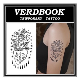 VERDBOOK Waterproof Temporary Tattoos: 2-Sheet Tattoo Kit with Realistic Body Stickers, Semi-Permanent Tattoos for Adults Lasting 7-15 Days – Safe for Men & Women, Memento Bloom​