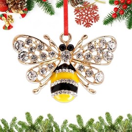 Bee Christmas Ornament 2024 Yellow Bee Ornament for Christmas Tree Decorations Metal Bee Ornaments Bee Gifts Keepsake for Bee Lovers Women Men Kids Teen Girls Teen Boys Teacher