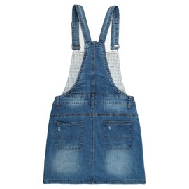 KIDSCOOL SPACE Big Girls Skirt,Ripped Soft Strechy Denim Girls Summer Overalls Dress,Light Blue,8-9 Years
