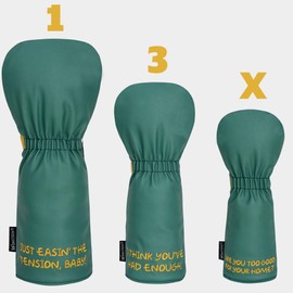 WONXISEN Golf Club Headcover for Fairway Woods Funny Style Premium Leather Golf Headcovers Set with Embroidery Tags (3)