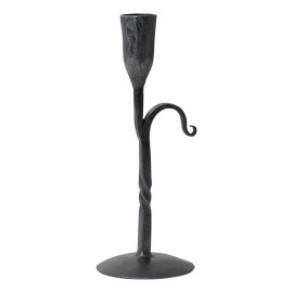 Irvin's Tinware Wrought Iron Candle Holder, Antique Finish, Cup Style, Colonial, 8" Tall