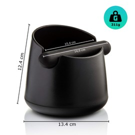 Barista Legends® Knock Container for Portafilter Matte Black - Knock Box for Coffee Grounds with Special Noise Absorbing Impact Bar - Tee Container for Your Barista Accessories