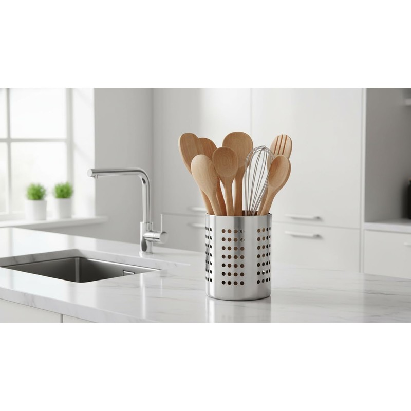 Vita Perfect 1 x Stainless Steel Utensil Holder Kitchen Organiser