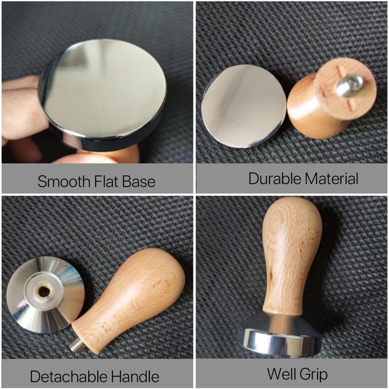 VANANA Coffee Tamper Espresso Press Flat Base Coffee Tamper, Wood