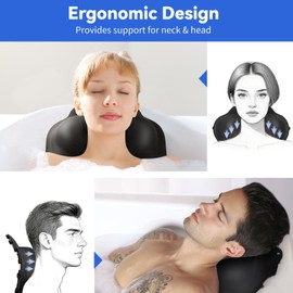 Goowin Bath Pillows for Tub, New Generation Skin-Friendly Silicone Bath Pillow, Luxury Bathtub Pillow for Head and Neck, Powerful Suction Tub Pillow for Bathtub with Inflatable Airbag (Black)