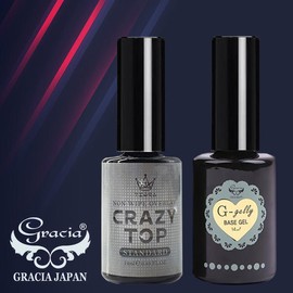 Gracia 그라시아 진비 지젤리 베이스젤 + 크레이지 탑젤(스탠다드) [■단품세트■ 탑젤(스탠다드)+탑젤(스탠다드)] Gracia Jinbi Gelly Base Gel + Crazy Top Gel (Standard) [■Single Item Set■ Top Gel (Standard) + Top Gel (Standard)]