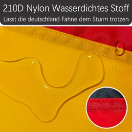 Qanmua Germany Flag 90 x 150 cm, 210D Nylon 160 g/m² Durable National Flag Federal and Germany Flag with Brass Eyelets, German Flag with Stitched Stripes for Indoor and Outdoor Use