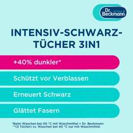 Dr. Beckmann Dr. Beckmann Intensiv-Schwarz Tücher | Für intensives schwarz und glatte Fasern | 6 Tücher