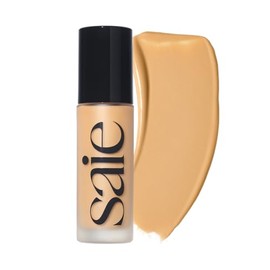 Saie- Base de maquillaje líquida Glowy Super Skin Tint: base de maquillaje hidratante en suero con cobertura ligera y media