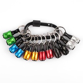 Katerk Portable 12pcs Bit holder Keychain Light Weight 1/4 inch Hex Shank Drill Screw Adapter Quick-change Screwdriver Electrician Tools Organizer