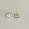 MIKAMU Shell Flower Earrings, Women's, Finest CZ Diamond, 925 Silver,