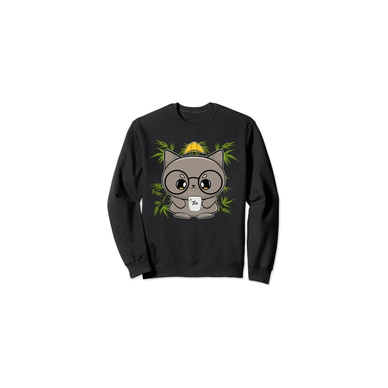 Construction Worker Cat Anime Feline Bubble Tea Sweatshirt