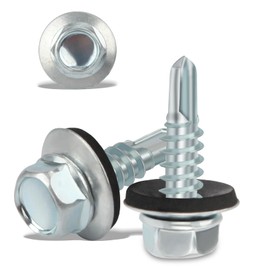 240PCS Roofing Screws with Rubber Washers 4.8x16mm Hex Head Self Tapping Screws Tech Screw for Metal Zinc Plated Corrugated Roofing Cladding Steel Screw for Tin Roof