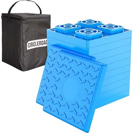 Heavy Duty RV Leveling Blocks 12 Pack, Interlocking Design Camper Leveling Blocks with Packing Bag, Ideal for Leveling Single and Dual Wheels (Blue)