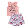Toddler Baby Girl Outfits Letter Sleeveless T-Shirt Tank Top Floral