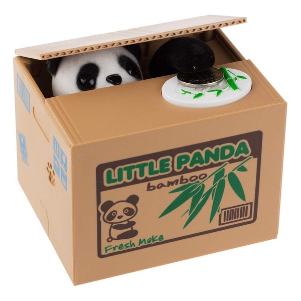 Piggy Bank Stealing Coin Cat Box Can Electronic Money Bank Saving Box ATM Bank Safe Locks Panda Smart Voice Prompt Money Piggy Box Great Gift for Any Child (Panda)
