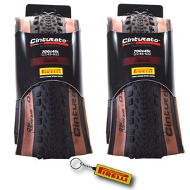 Pirelli Cinturato Gravel RC TLR Classic 45-622 (700 x 45c) Road Bicycle Tire - SpeedGrip Compound, Clincher Type, Tubeless Ready Bike Tire with Keychain 700x45c (2 Pack)