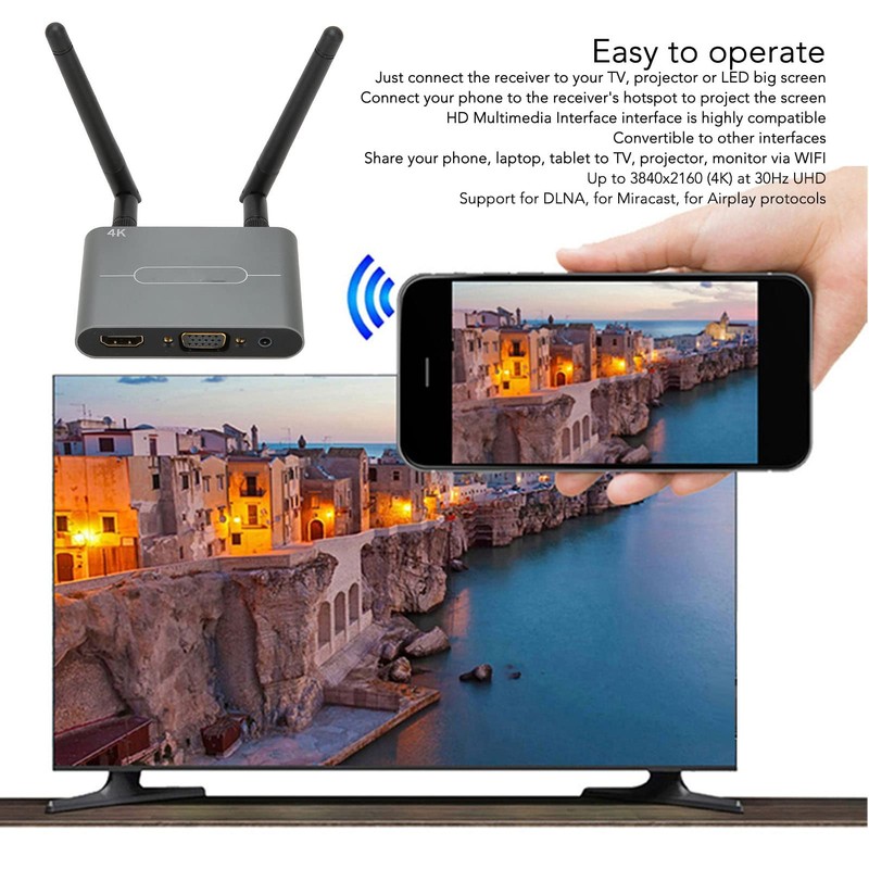4K Wireless HDMI VGA Display Adapter Dongle, 5G WiFi Converter
