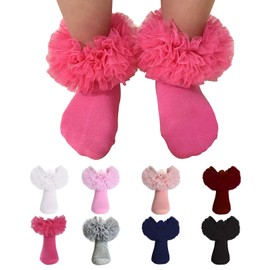 TWINKLING AT DOWN Girls Ruffle Socks Fluffy Ruffle Princess Dress Socks Newborn/Infant/Toddler/Girl (0-1 years)