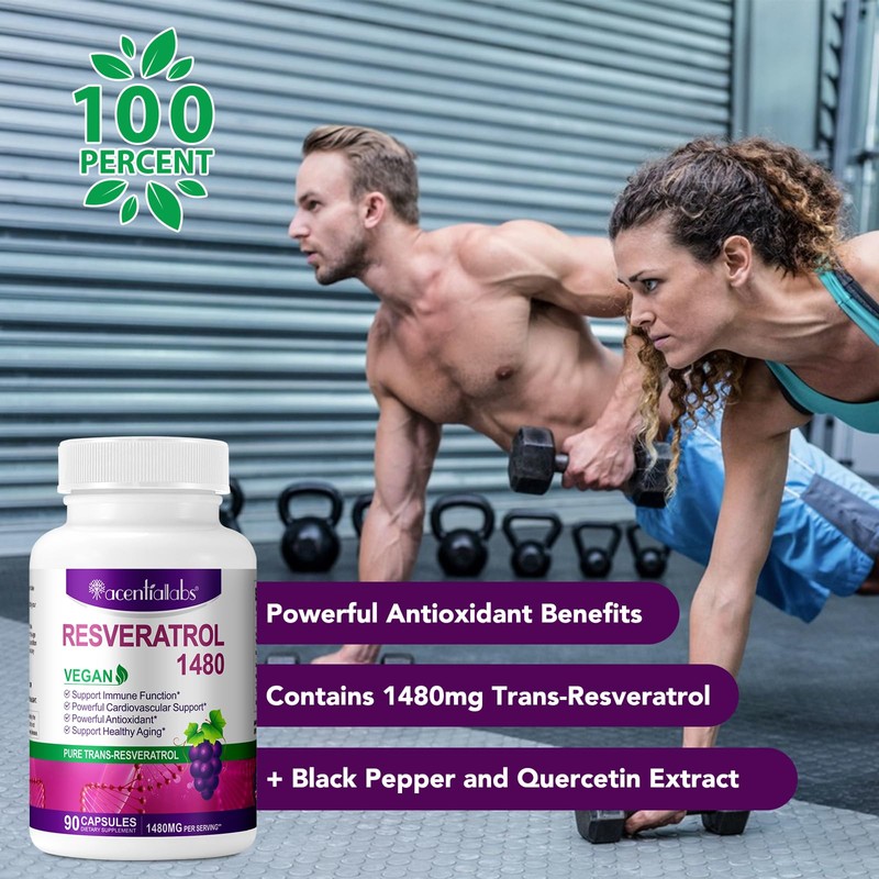 Resveratrol Supplement | Pure Trans-Resveratrol | 1480mg Per Serving |