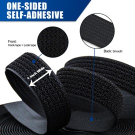 1 Inch x 16 Ft Adjustable Hook and Loop Cable Straps with 25 Metal Buckles, Cut-to-Length Reusable Fastening Ties for Organizer Storage Wire Management