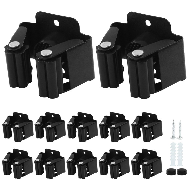 Hordion 12 Pack Broom Holder Wall Mount, Stainless Steel Mop