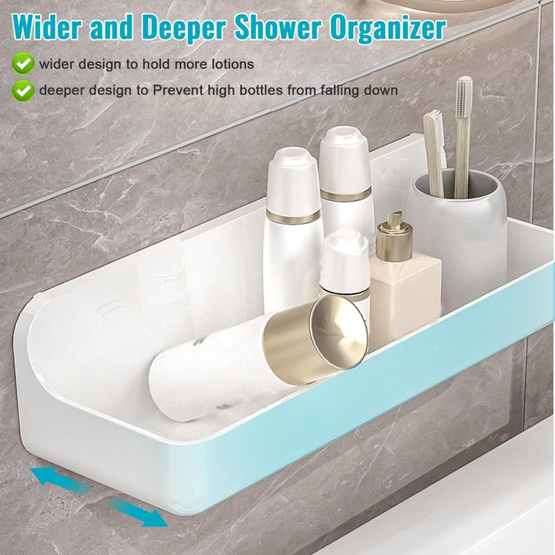 CGBE 2-Pack Acrylic Shower Shelves, Large Capacity Adhesive Shower Shelf,