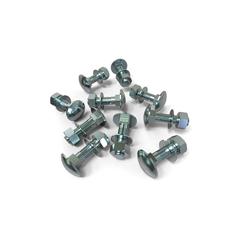 AUPROTEC M6 Carriage Bolts Round-Head Screws + Nuts and Washers