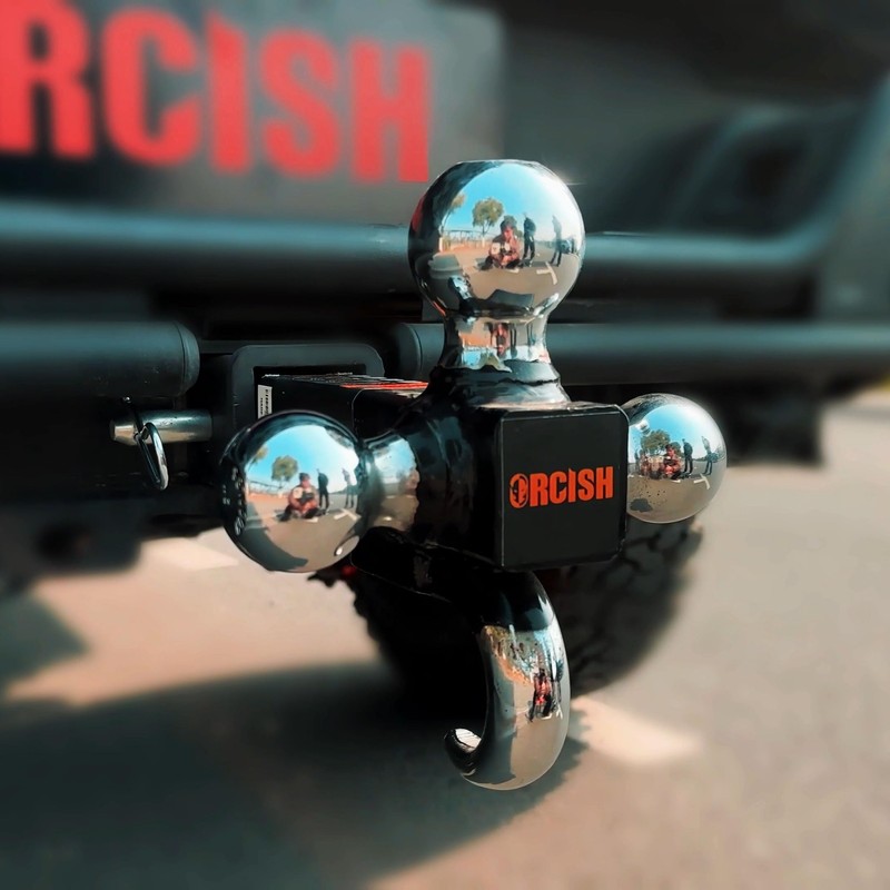 ORCISH Trailer Hitch Tri-Ball Mount with Hook & Pin, Chrome