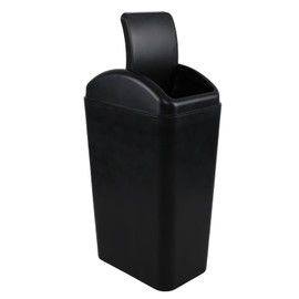 Knifefish Slim Plastic Trash Can with Swing Top, 3.5 Gallon Plastic Swing-Top Garbage Bin, Black