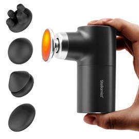 Stellamist Mini Massage Gun with Heat, Deep Tissue Massage Gun, Portable Percussion Muscle Massager with 4 Massage Heads for Athletes