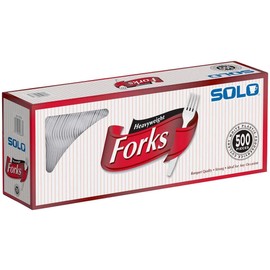 Solo Heavyweight Plastic Cutlery, Forks, White, 6.41", 500/Ct