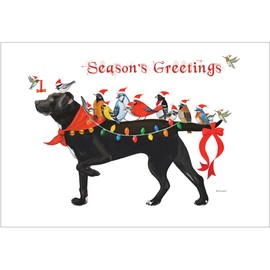 Tree-Free Greetings Christmas Cards and Envelopes, Holiday Card Set, 5 x 7 Inch Cards, Box Set of 10, Bird Dog Christmas, (HB93239)