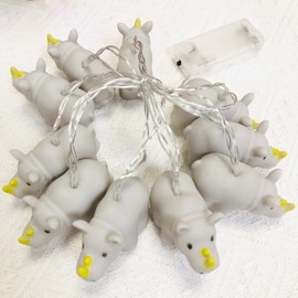 Riaxuebiy 1.65M 10 Warmweiß LED Nashorn Lichterkette Batteriebetrieb mit Timer für Camping Zelten Kinderzimmer Deko (Grau Nashorn)