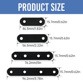 Tmyjfjingxi 108PCS 4Sizes Flat Metal Brace Brackets Mending Plates for Wood Stainless Steel Bracket Plate with Holes (46mm/56mm/76mm/96mm) YY001-B