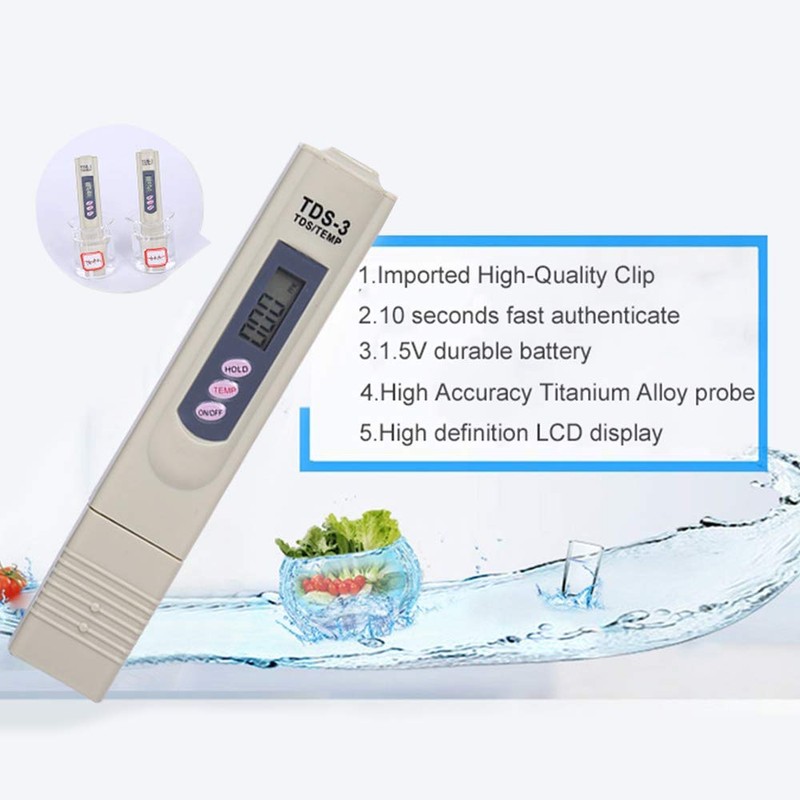 Water Quality Tester Digital TDS Dissolved Solids Meter with High