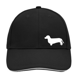 huuraa Cappy Dachshund Silhouette Hat Gift Unisex Cap Dachshund Present, Black/Light Grey