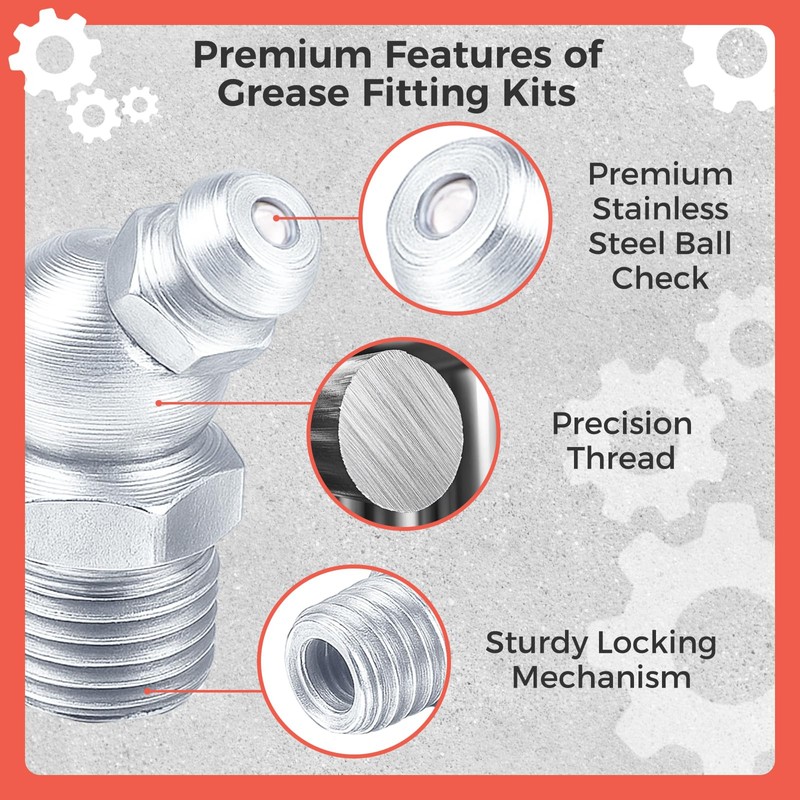 Hapric 112 Pcs Grease Zerk Fittings Kits, SAE & Metric