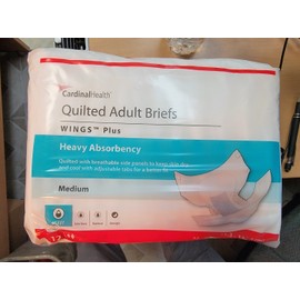 Cardinal Health Wings Quilted Adult Diapers Disposable Briefs Medium Pack of 12