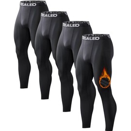 4 Pack Men's Thermal Compression Pants Fleece Lined Sports Tights Athletic Leggings Cold Weather Baselayer Winter Gear XL