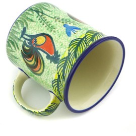 Polish Pottery 9 oz Mug made by Ceramika Artystyczna (Rooster Parade Theme) Signature UNIKAT + Certificate of Authenticity