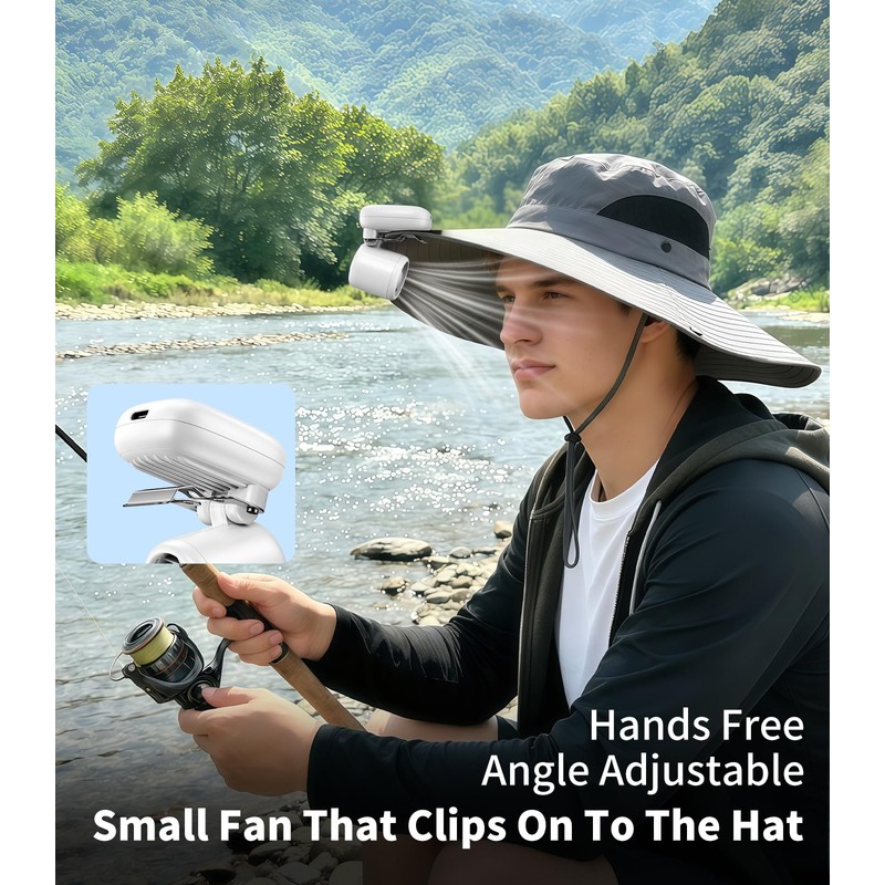 Blissfuhue Portable Clip on Fan, 3-in-1 Hands Free Mini Hat